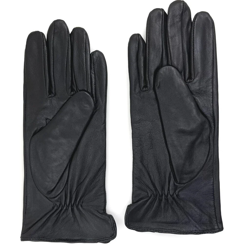 ZLUXURQ Women's Black Luxury Italian Soft Leather Gloves Genuine SMALL-6.5